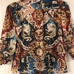 Chaps Paisley Petite Small Long Sleeve Blouse
